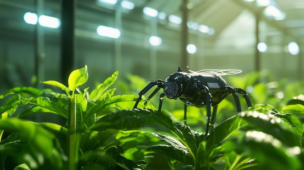 Photo hightech greenhouse robotic insect monitors plant health 27