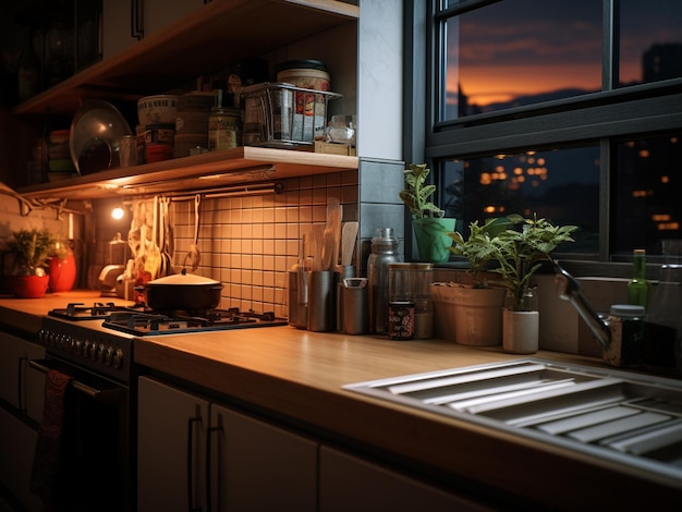 Hightech kitchen featuring touchscreen controls AI Generated