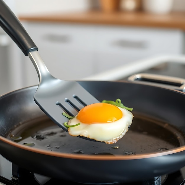 Photo hightech kitchen with nonstick utensils