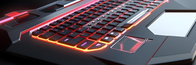 Hightech laptop with glowing keyboard