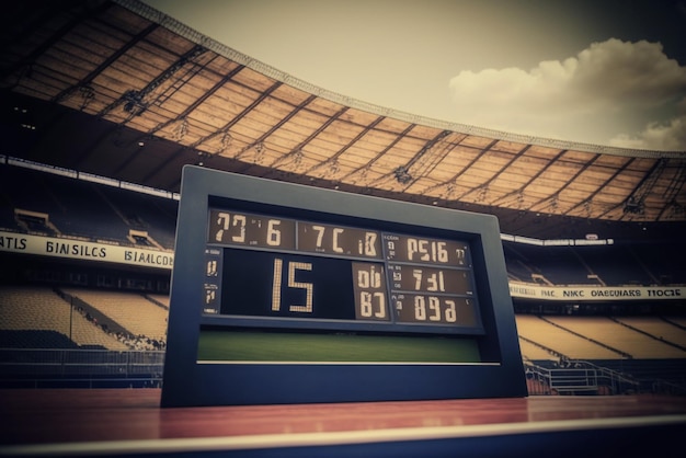 a hightech sports stadium scoreboard representing the sports and entertainment industry