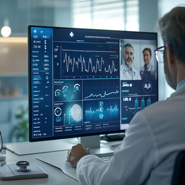 Photo hightech telemedicine dashboard with integrated patient management and realtime health tracking