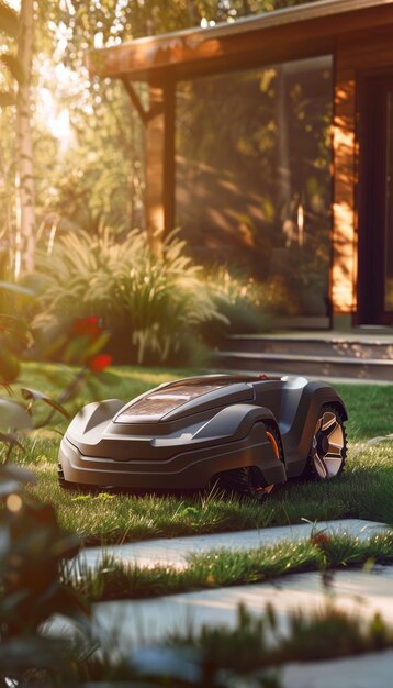 HighTech Voice Command Lawnmower for Smart Home Use in Modern Garden Settings