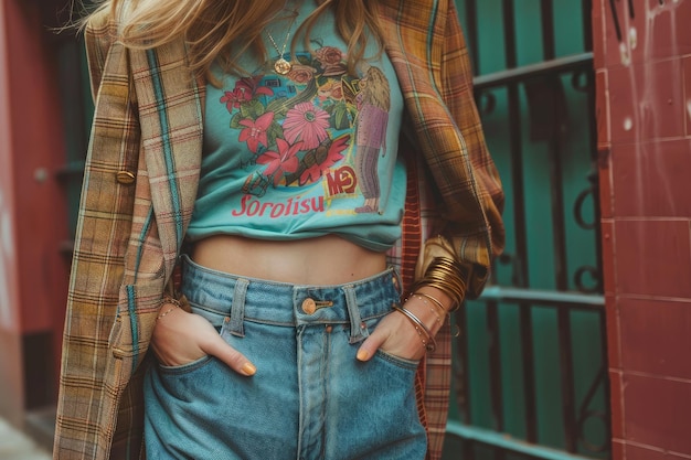 Photo highwaisted retro flare jeans outfit