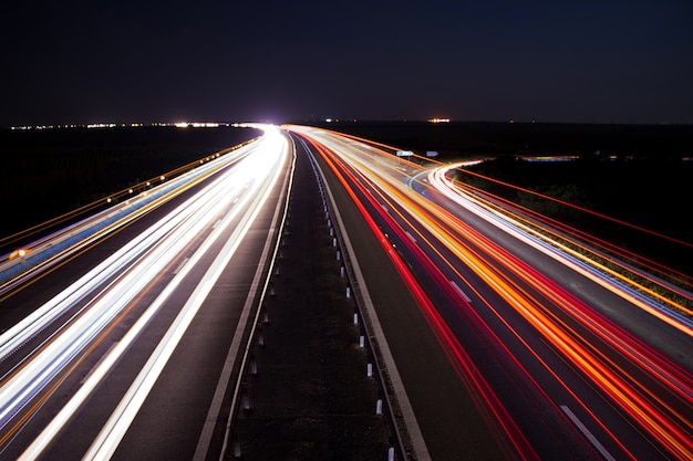 Highway car light trails 