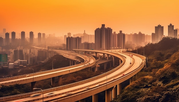 highway and high rise buildings