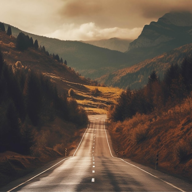 Highway in the mountains Conceptual image of travel and adventure