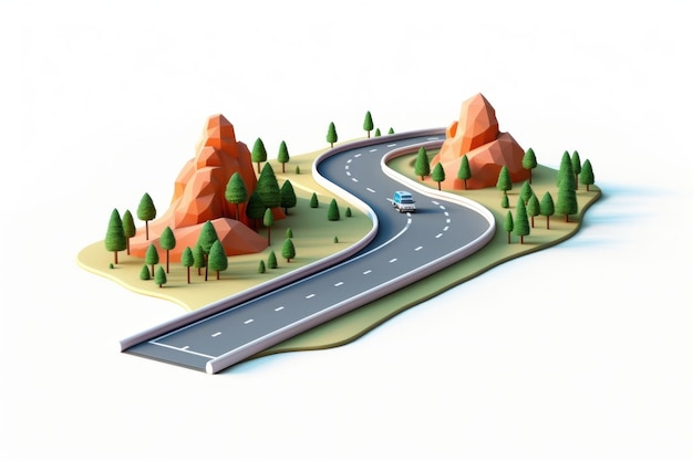 Photo highway road isometric cartoon landscape outdoors