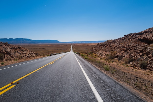 Highway road. Road panorama on sunny summer day.