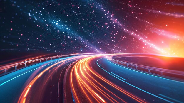 Highway road with digital space background 3d rendering