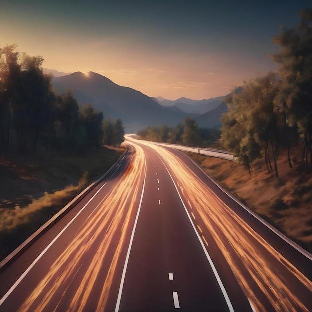 Highway road with digital space background 3d rendering