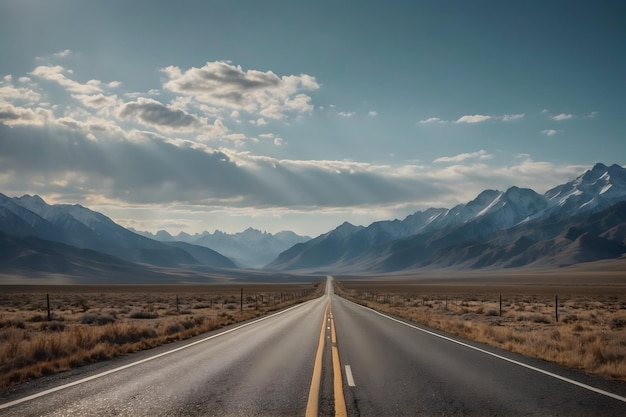 Highway road with mountains background