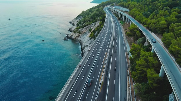 highway on the sea with long bridge