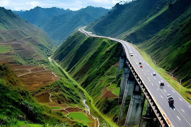 A highway that is going to the mountains