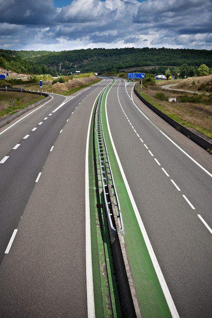 Highway through France at summer time