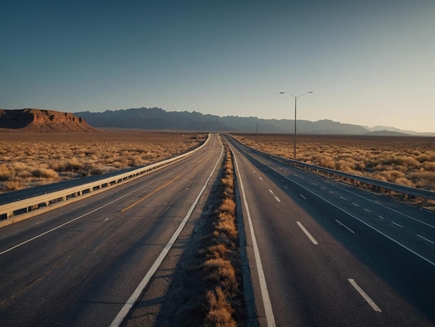 Photo a highway with a desert landscape and a desert landscape