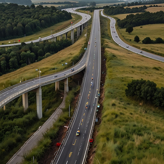 a highway with a highway and a highway with cars on it