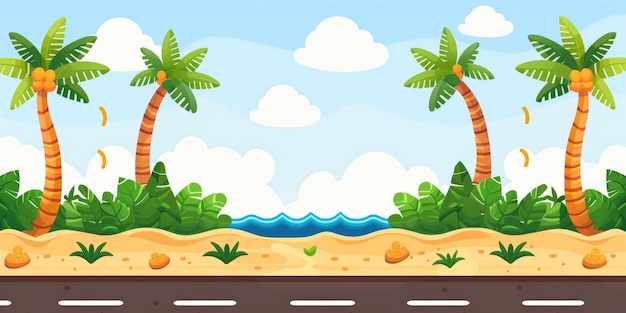 Photo a highway with a view of the ocean 2d game art matte background