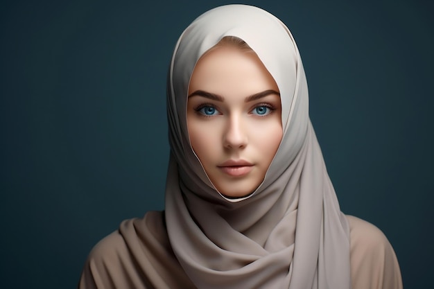 Hijab Wearing Woman with Blank Area Generative AI