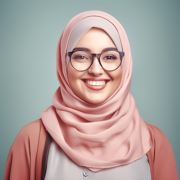 Hijab women fashion arabic girl Smile and glasses