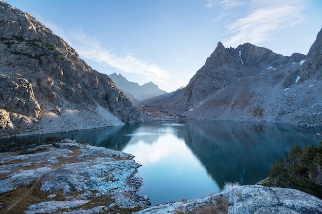 Hike in Wind River Range in Wyoming, USA. Autumn season.