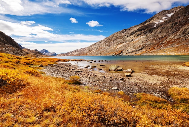 Hike in Wind River Range in Wyoming, USA. Autumn season.