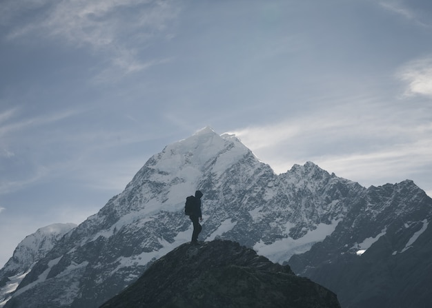 Hiker at the peak of the mountain