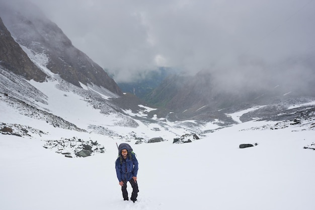 Hiker standing on Grossglockner alpine road