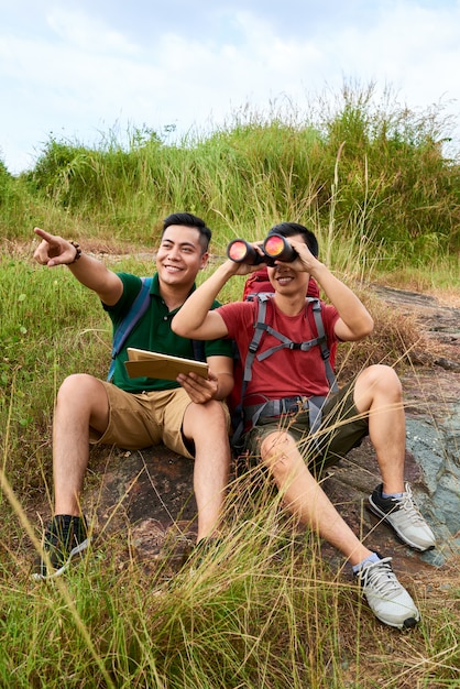 Hikers enjoying great view