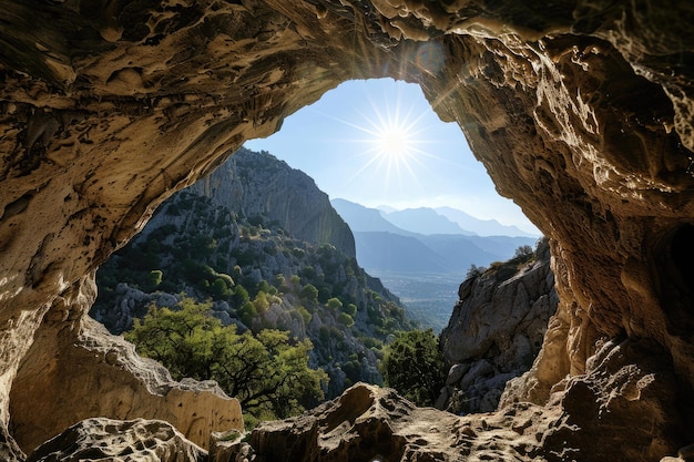 Hiking to the Ancient Bat Cave in Antalya Mountains Beauty of Sandstone Cave with Sunlit