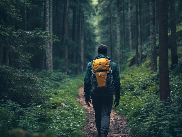 Hiking through dense forest trails