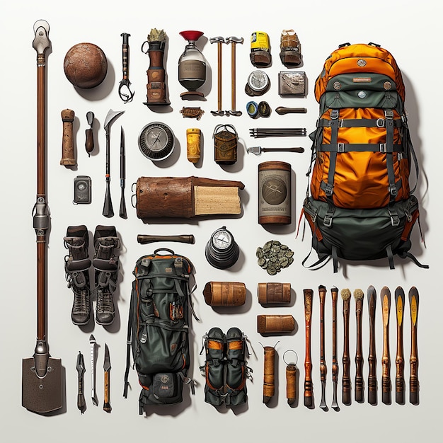 Hiking tools set collection