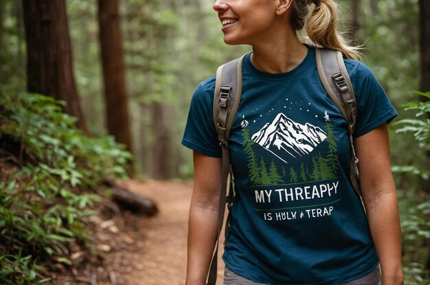 Photo hiking tshirt design hiking is my therapy