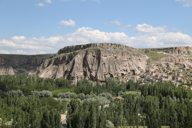 Hill with Caves in Guzelyurt Town Cappadocia