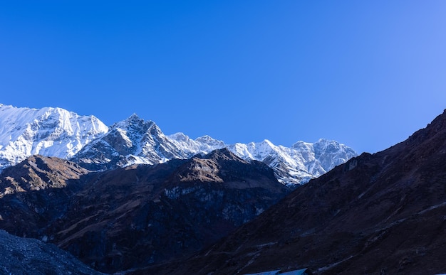 Himalaya landscape Panoramic view of himalayan mountain covered with snow Himalaya mountain