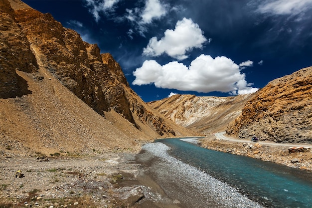 Himalayas landscape with motorbike