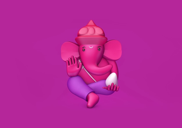 Hindu God Ganesha Statue Hindu sanatan Religion Festival Concept Elephant god 3D Render illustration image