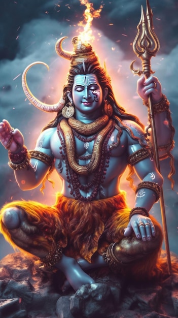 Hindu god lord shiva cosmic portrait generative AI