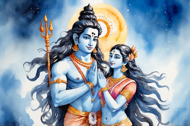 Hindu God Shiv and Parvati illustration