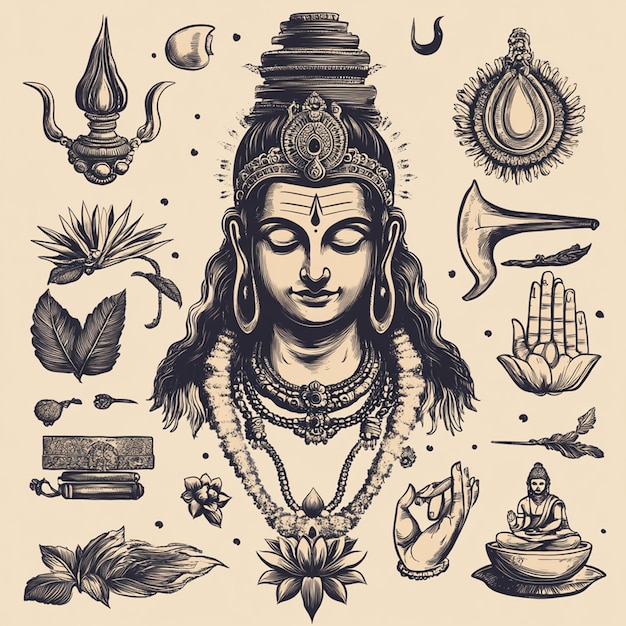 Photo hindu god shiva elements collection