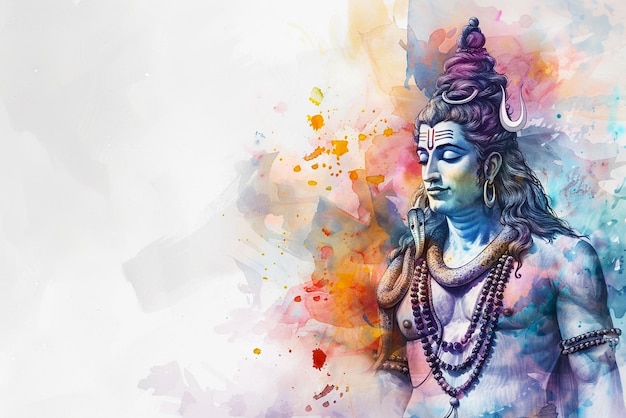 Hindu God Shiva watercolor illustration