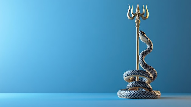 Photo hindu god shivas trident and snake