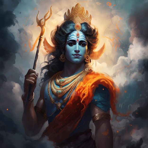 Hindu god Sri Rama with bow and arrows Shree Ram Navami or Dussehra celebration Generative Ai