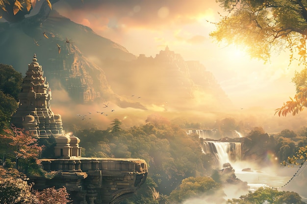 Hindu landscape background concept indian background theme