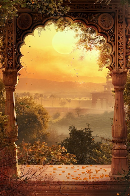 Hindu landscape background concept indian background theme