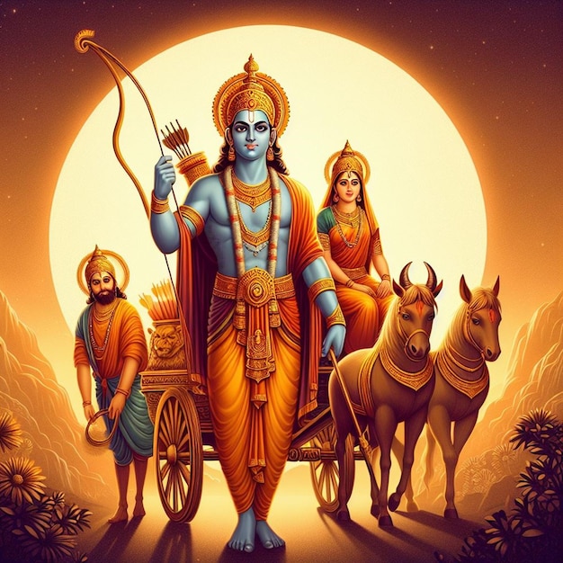 Photo hindu mythological events are designed for ram navami and dussehra