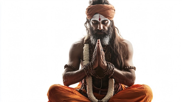 Hindu Sadhu Praying and Making Puja