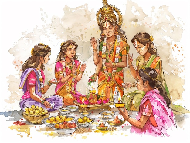 Photo hindu traditions cultural rituals digital drawing