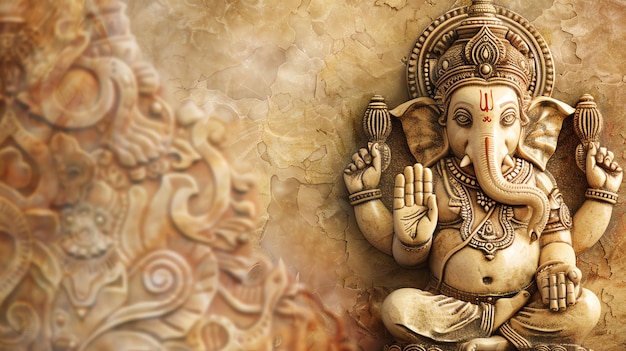 hinduism background with lord ganesha ans indian background concept