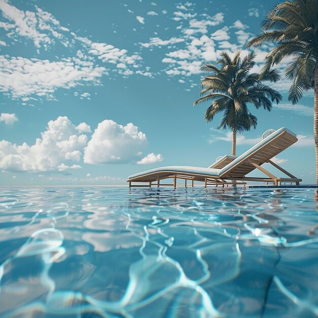 Photo hiperrealistic 4k summer vacation relax time blue colors